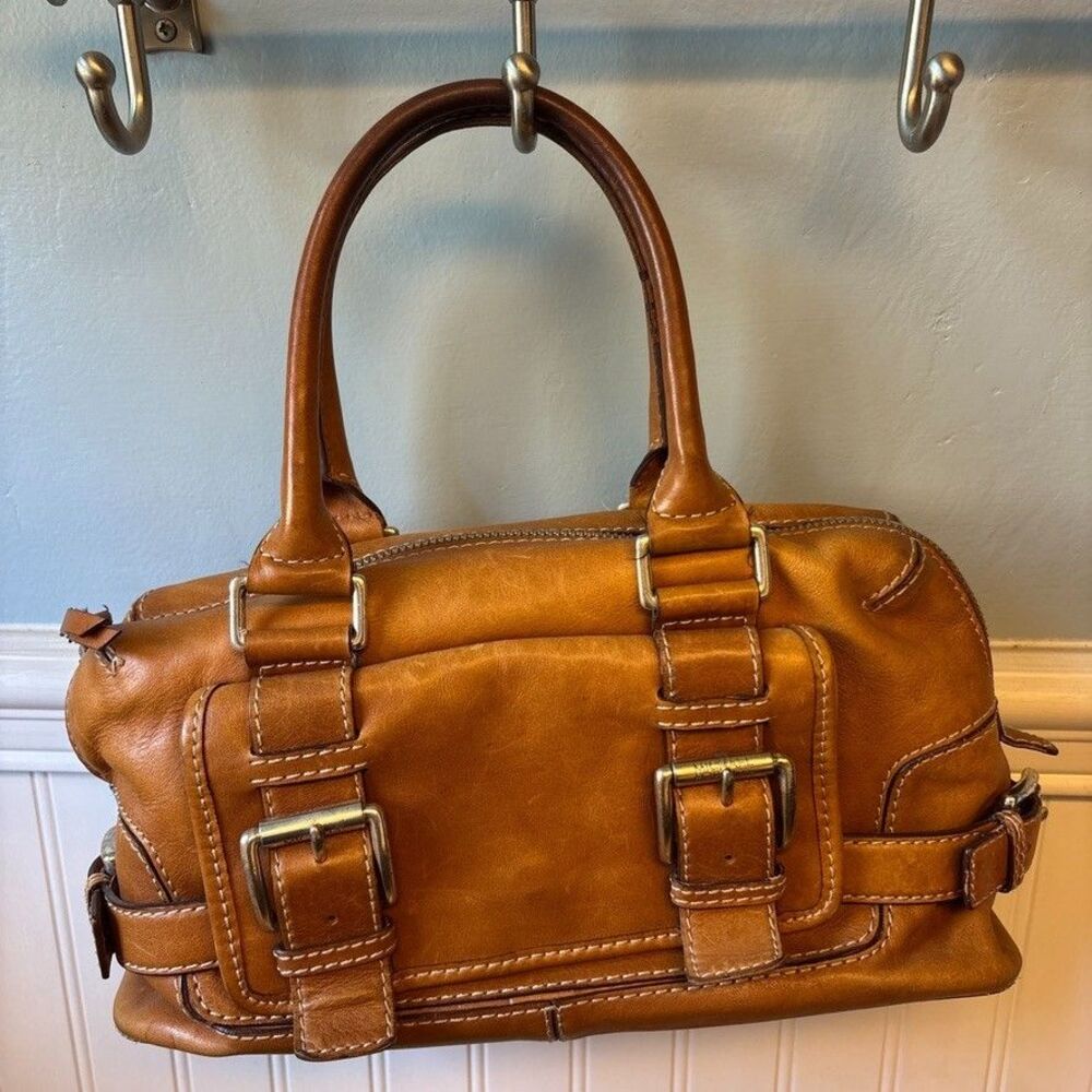 Michael Kors Vintage Brown Leather Satchel Handbag — Medium